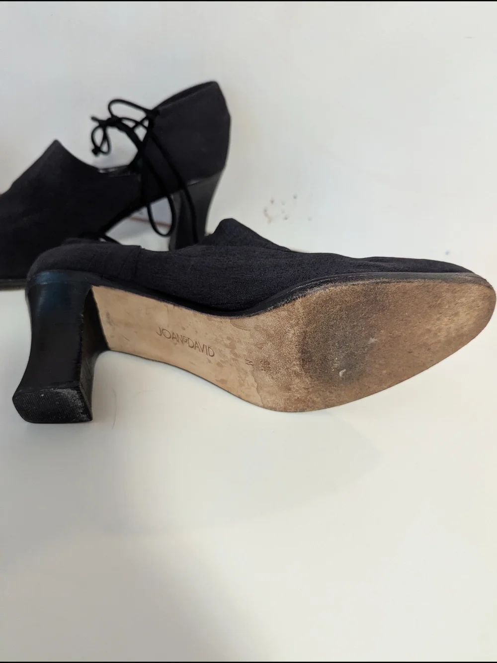 Joan & David Black Lace-Up Block Heel Pumps